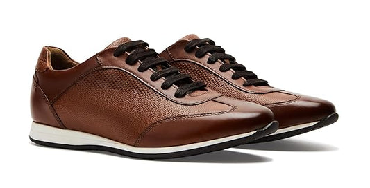 Symbol Premium Mens Smart Casual Leather Sneakers (Brown)