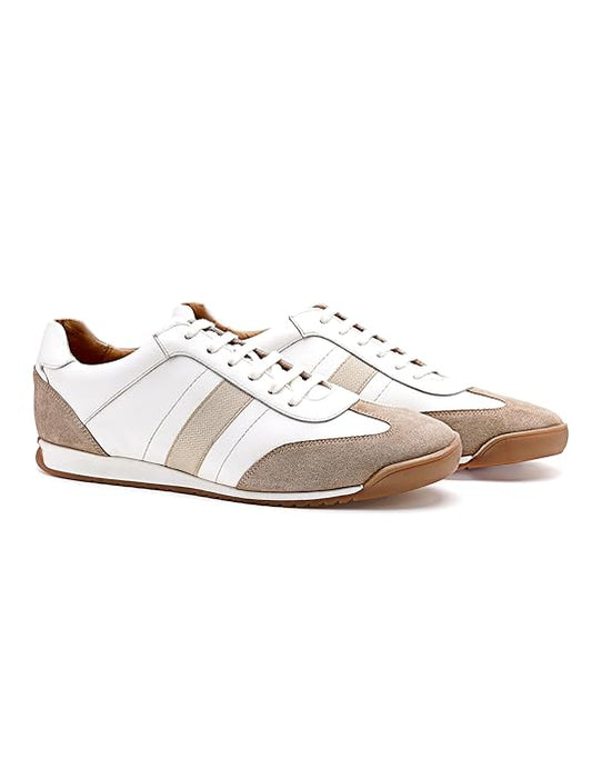 Symbol Premium Mens Smart Casual Leather Sneakers (White)