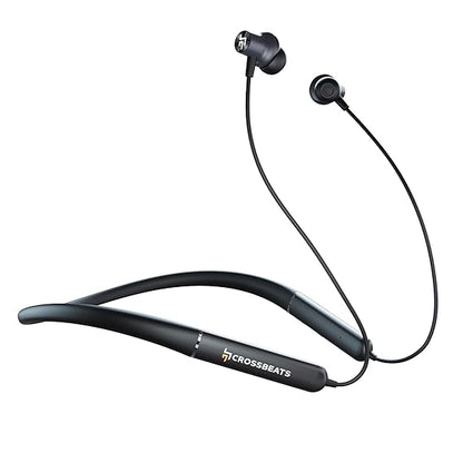 CrossBeats Shuffl ANC Neckband Bluetooth Wireless in Ear Earphones | 14.2mm Drivers| 120Hrs Playtime (Black)