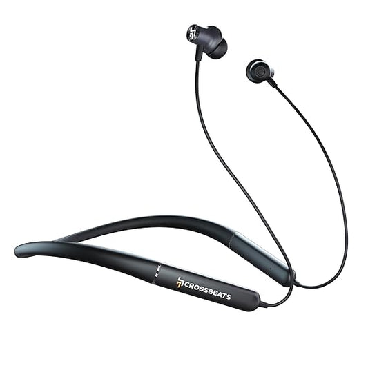 CrossBeats Shuffl ANC Neckband Bluetooth Wireless in Ear Earphones | 14.2mm Drivers| 120Hrs Playtime (Black)