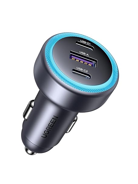 UGREEN 30W Car Charger, 3 Ports Fast Charging Cigarette Lighter Adapter, PD 30W/PPS 25W/SCP 22.5W