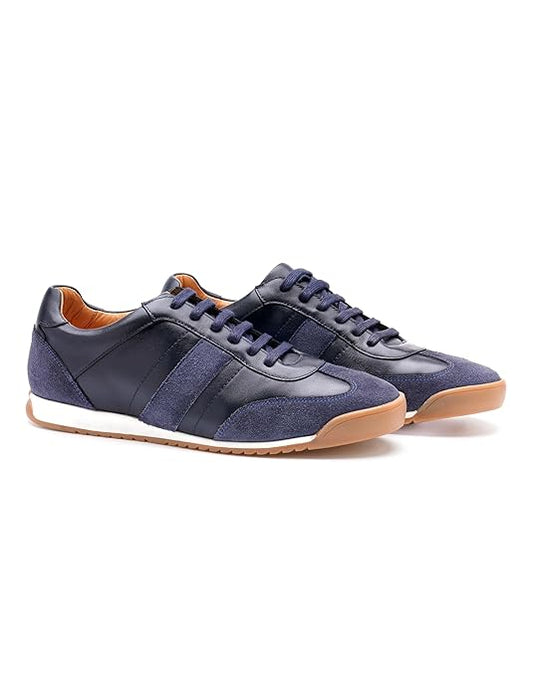 Symbol Premium Mens Smart Casual Leather Sneakers (Blue)