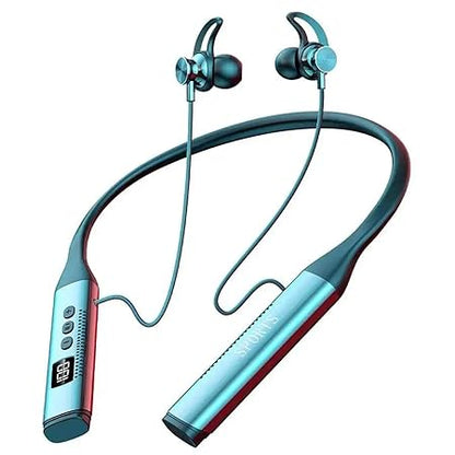 iFAST Digital Display Bluetooth 5.4 Wireless Neckband Earphone with Mic | Up to 50 Hours Music Playtime (Black)