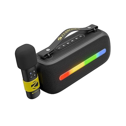 ZEBRONICS Sound Feast 80, Portable Bluetooth Speaker, 20 Watts, Upto 14h Backup, Bluetooth | USB, Included Wireless Microphone, Detachable Carry Strap