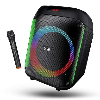 boAt PartyPal 220 Bluetooth Party Speaker w/ 80 W Signature Sound, Karaoke with Mic, RGB LEDs, Up to 6 hrs Playback (Midnight Black)
