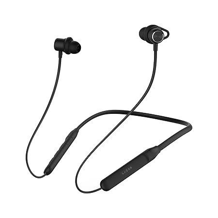 Lazor Groove EA106 Wireless Neckband with Ear fins earhooks, Stereo sound, 15 hours playback time (Black)