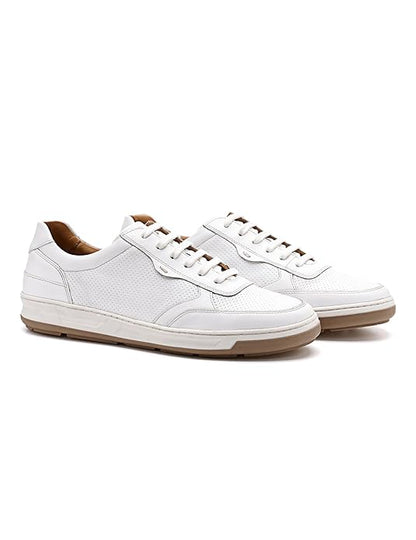 Symbol Premium Mens Smart Casual Lifestyle Leather Sneakers (White)