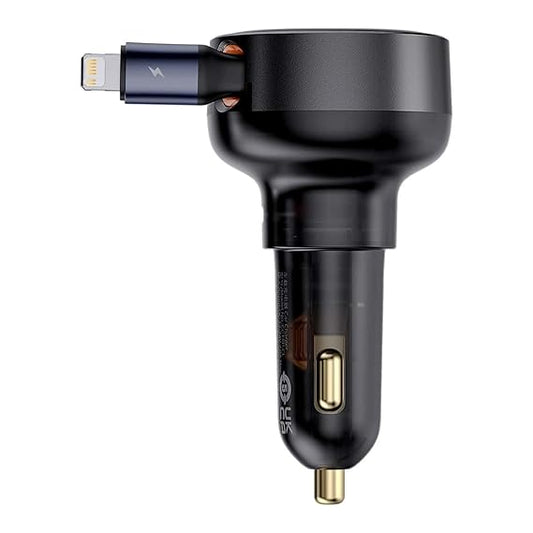 Baseus Enjoyment Pro Car Charger C,Retractable IP Cable 55W Cluster Black