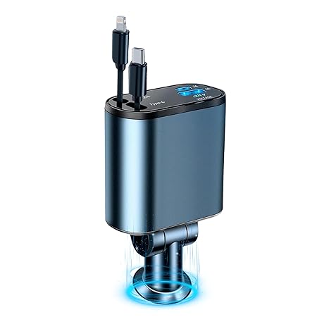 MELLSHA Retractable Car Charger, 100W 4-in-1 Super Fast Charge Car Mobile Charger, Retractable Cables (31.5 Inch)