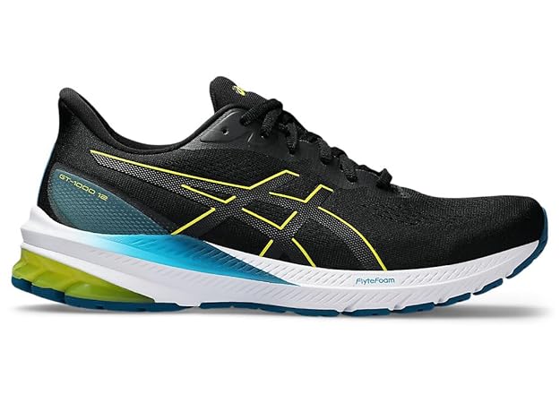 ASICS Men's Gt-1000 12 Running Shoes (Black Yellow)