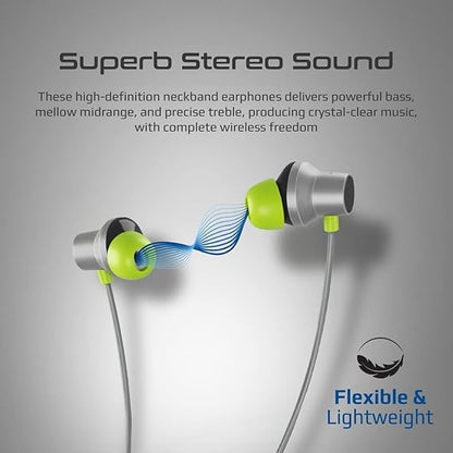 Promate Velcon Wireless Neckband in Ear Earphones, Hd Active Noise Cancelling Bluetooth Earphones with Anti-Slip Neckband (4 color options)