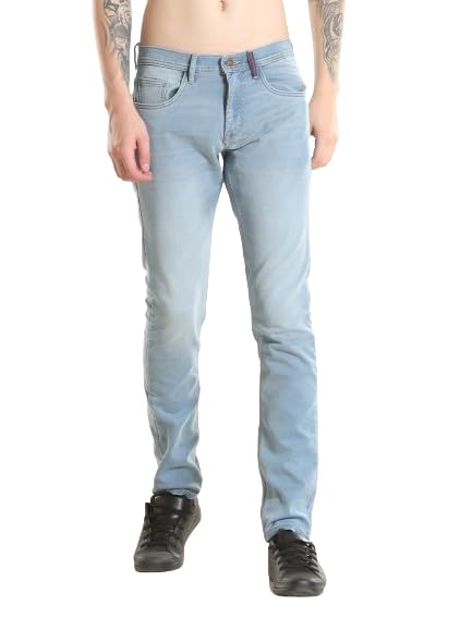TURMS Men's Cool Tech ICY Comfort Solid Mid Rise Tailored Fit Stretchable Travel Edition Comfort Denim Jeans Cotton Rich Pant | 3Degree Cooler Anti Odor UV Protectant (Available in Plus Sizes)