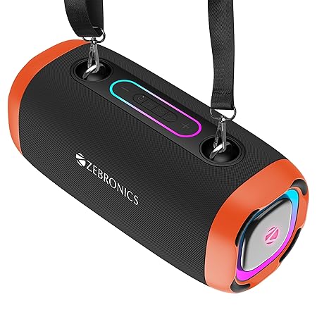 ZEBRONICS Sound Feast 85, Portable Bluetooth Speaker, 20 Watts, Upto 9 Hours Playback, BTv5.3 | TWS | USB, RGB LED, Call Function, Carry Strap (3 color options)