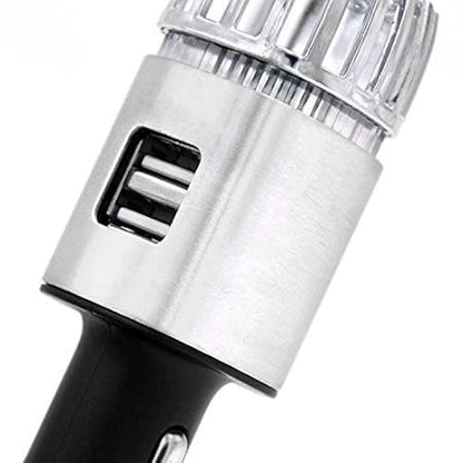QAWACHH® 2-in-1 Car Air Purifier & Dual USB Car Charger with USB Cable(Metallic Silver)
