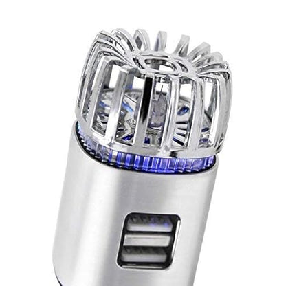 QAWACHH® 2-in-1 Car Air Purifier & Dual USB Car Charger with USB Cable(Metallic Silver)