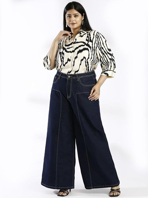 TURNING BLUE Mid Blue Extra Wide Plus Size Women Jeans