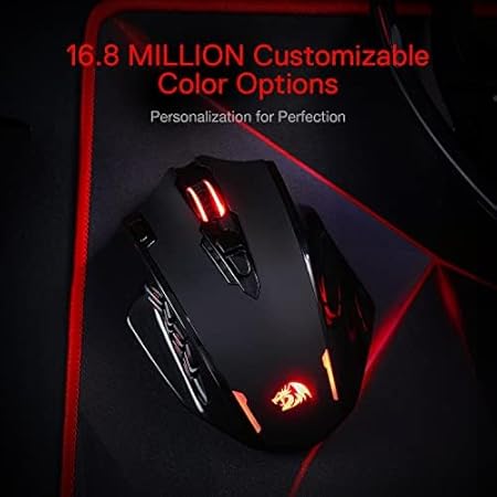 Redragon M913 Impact Elite Wireless Gaming Mouse, 16000 DPI Wired/Wireless RGB Gamer Mouse with 16 Programmable Buttons, 45 Hr Battery and Pro Optical Sensor, 12 Side Buttons MMO Mouse