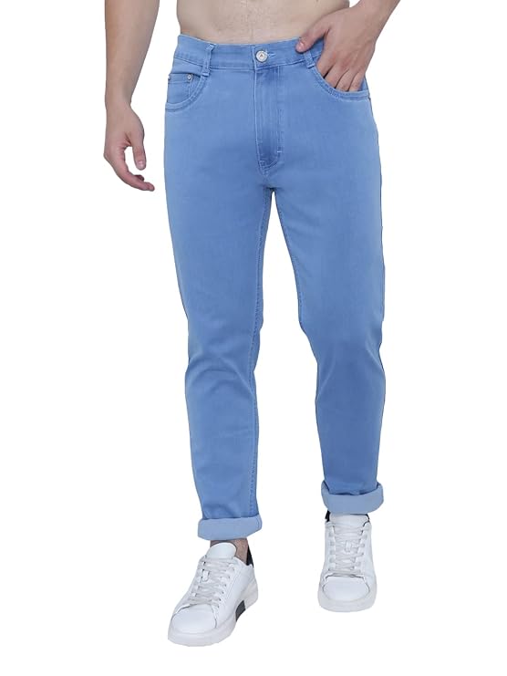 Awack Strechable Denim Regular Fit Mid Waist Light Weight Soft Feel Stretchable Denim Jeans Pant for Men