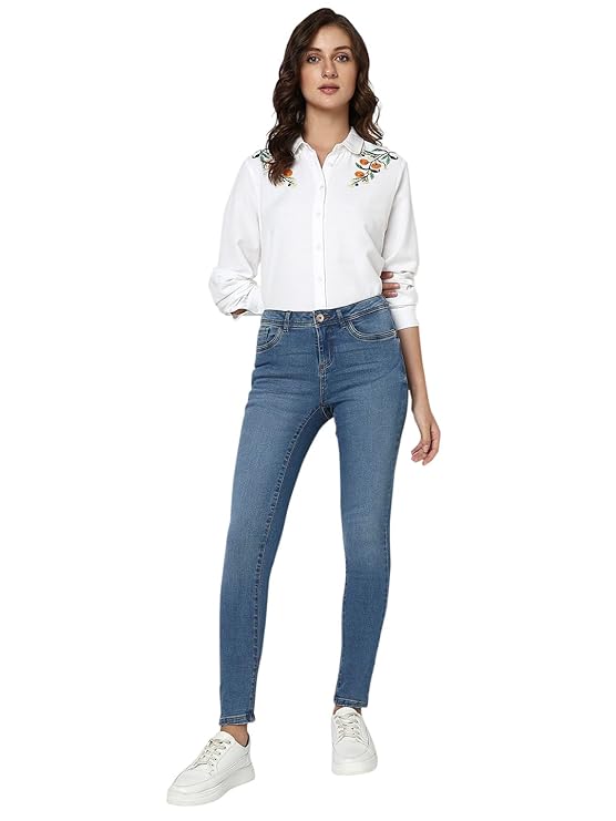 VERO MODA Women High Rise Skinny Fit Light Fade Stretchable Jeans