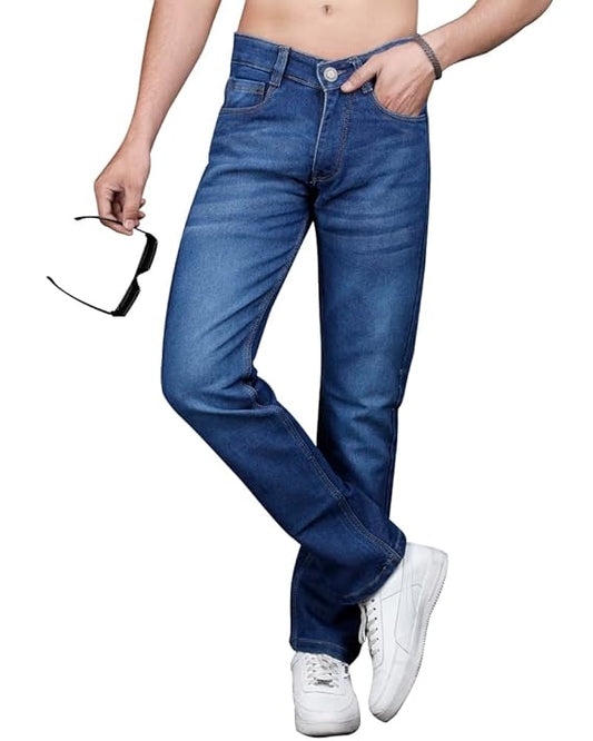 EYEBOGLER Men's Jeans Pant Slim Fit Stretchable Casual Wear Mid Rise Cotton Blend Denim