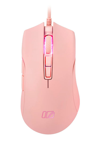 I-Rocks M31E RGB Wired Gaming Mouse : 6400 DPI Optical Sensor - 60 Million Click lifespans - Compatible Software - 7 Programmable Buttons - Peach Pink