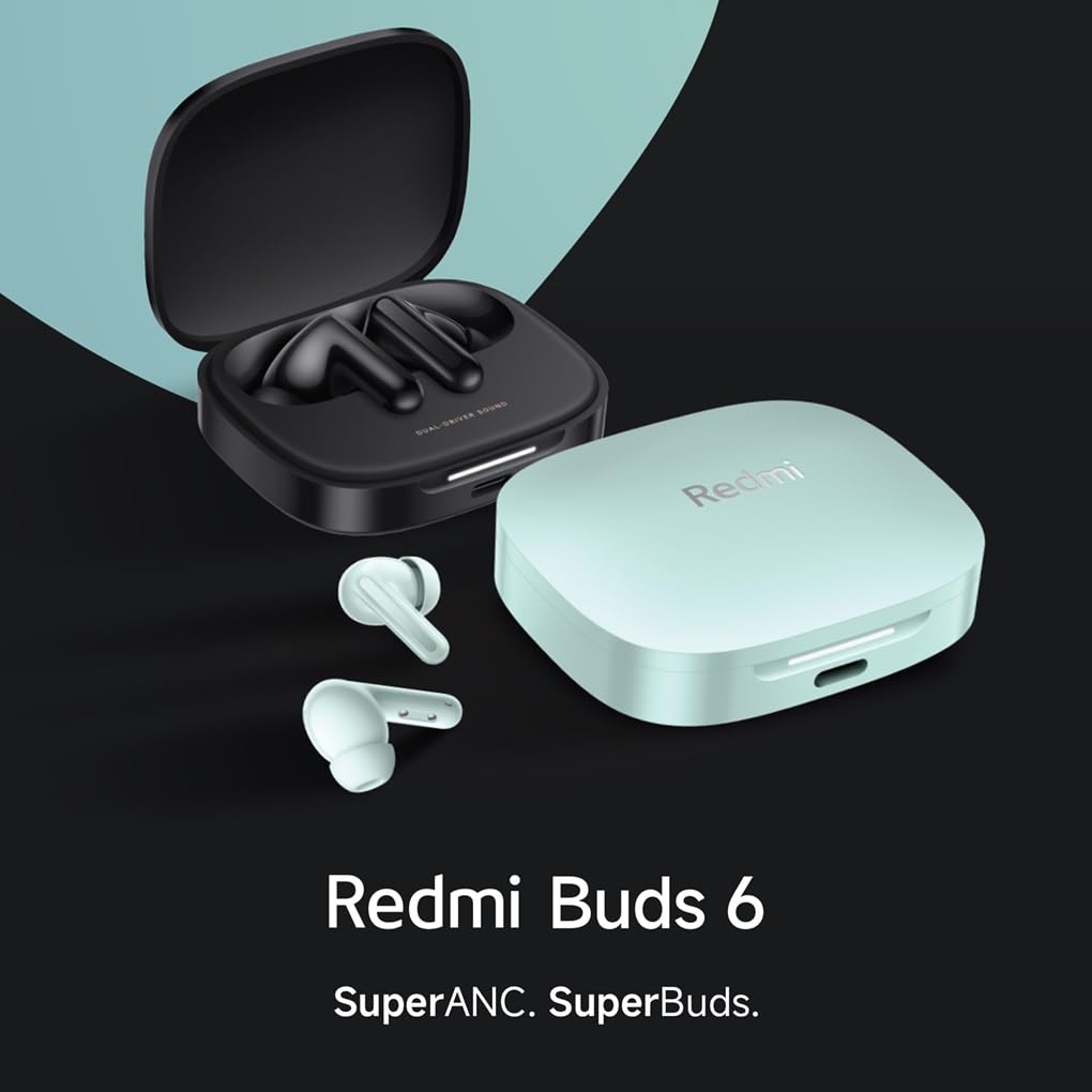 Redmi Buds 6, Dual Driver TWS in Ear Earbuds, 49dB Hybrid Active Noise Cancellation, 42 Hrs Playtime (3 color options)