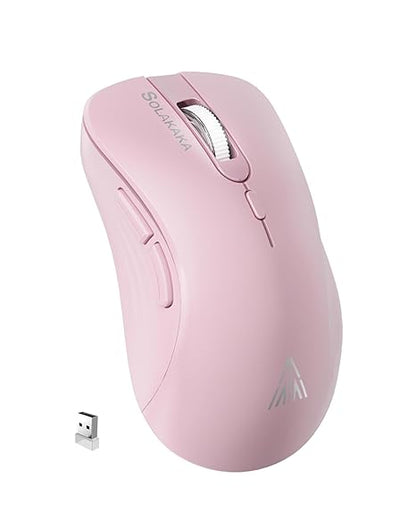 SOLAKAKA SM66 Pink Silent Dual Mode 2.4GHz Wireless Mouse, Adjustable 4200 DPI,Rechargeable Wireless Computer Mouse for PC Mac Laptop, Desktop