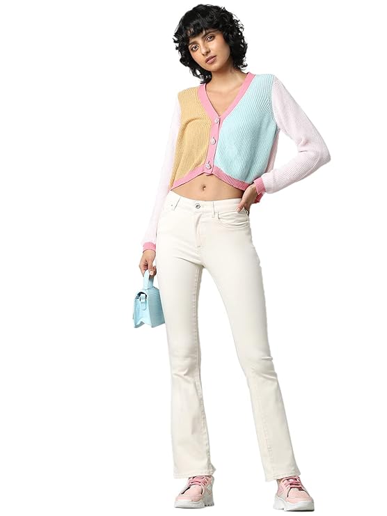 ONLY Women's Mid Rise Bootcut Flared Jeans | Stretchy & Stylish Retro Look