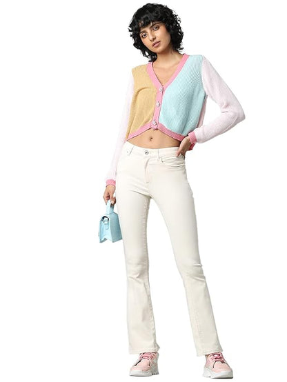 ONLY Women's Mid Rise Bootcut Flared Jeans | Stretchy & Stylish Retro Look