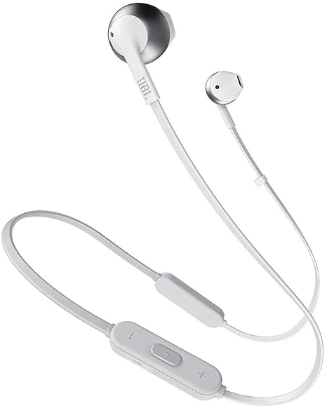 JBL Tune 205BT by Harman Wireless Earbud Headphones with Mic (White)