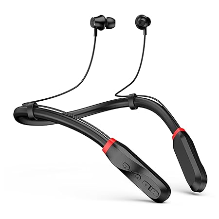bluetooth headphones neckband, long battery life,100 Hours Playtime,IPX5 Waterproof (Black)