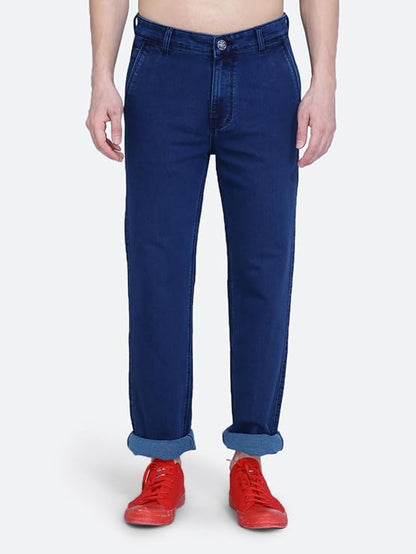 Awack Mid Waist Heavy Weight Stretchable Denim Material Front Cross Pocket Comfort Fit Jeans Pant for Men