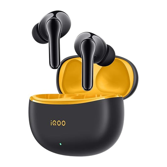iQOO TWS 1e in-Ear Earbuds with Mic, Upto 30dB Active Noise Cancellation, Fast Charging which Takes 10 mins for 3 Hours Playtime (Flame Yellow)
