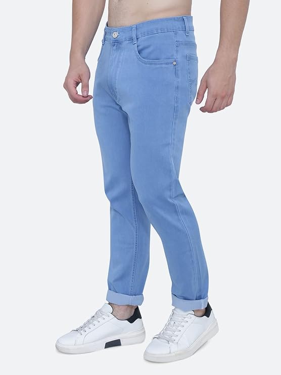 Awack Strechable Denim Regular Fit Mid Waist Light Weight Soft Feel Stretchable Denim Jeans Pant for Men