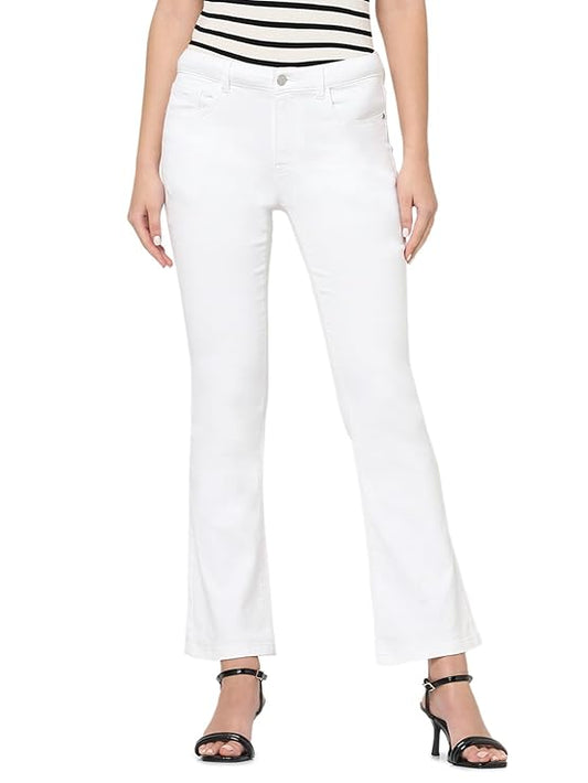 VERO MODA Women's Bootcut Mid Rise Jeans | Wide Leg | Bell Bottom