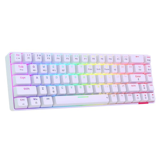Portronics Hydra 10 Mechanical Wireless Gaming Keyboard with Bluetooth 5.0 + 2.4 GHz, RGB Lights 16.8 Million Colors, Type C Charging, Compatible with PCs, Smartphones and Tablets(Brown)