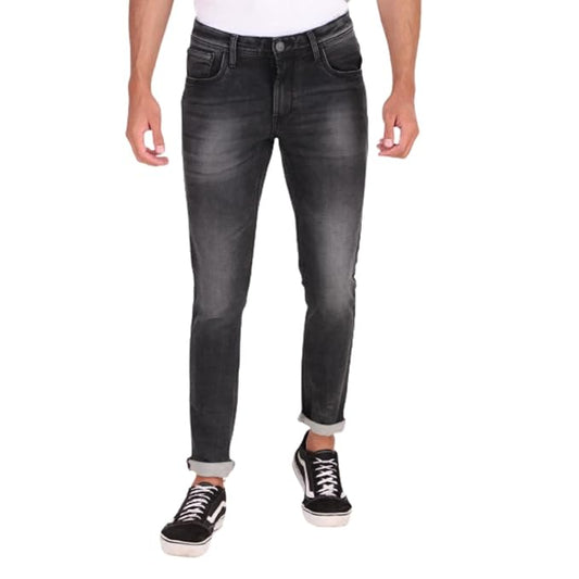 Alpha Array Men Comfort Regular Fit Jeans (Faded Black)