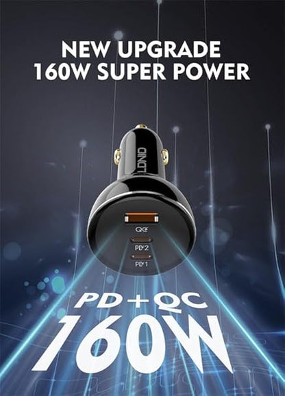 LDNIO C102 3 in 1 car Quick Charge 130W Laptop Mobile Cell Phone 100W 30W qc3.0 Dual pd Type c high Power 3 Ports car Charger