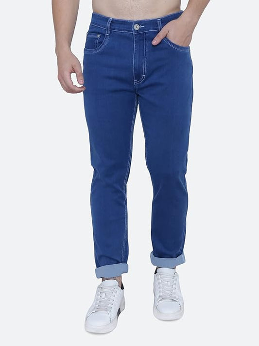 Awack Strechable Denim Regular Fit Mid Waist Light Weight Soft Feel Stretchable Denim Jeans Pant for Men