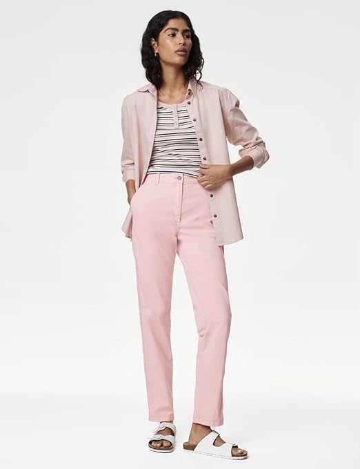 Marks & Spencer Cotton Rich Tea Dyed Slim Fit Chinos