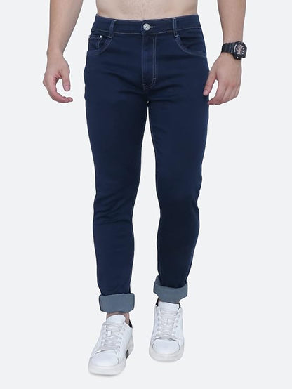 Awack Strechable Denim Regular Fit Mid Waist Light Weight Soft Feel Stretchable Denim Jeans Pant for Men
