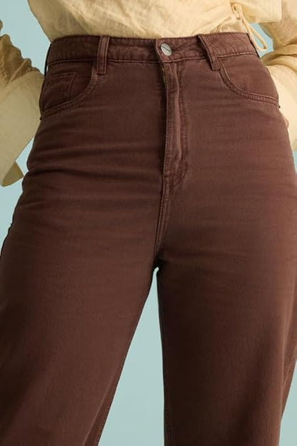 FREAKINS Comfortable & Stylish Rustic Brown Straight Jeans for Women -The Ultimate Fashion Essential for Any Occasion