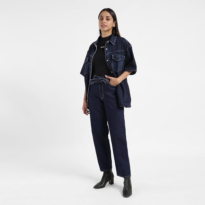 Levi's Women's Mid Rise 94 Baggy Loose Straight Fit Jeans