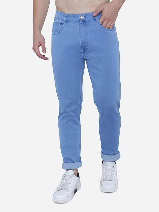 Awack Strechable Denim Regular Fit Mid Waist Light Weight Soft Feel Stretchable Denim Jeans Pant for Men
