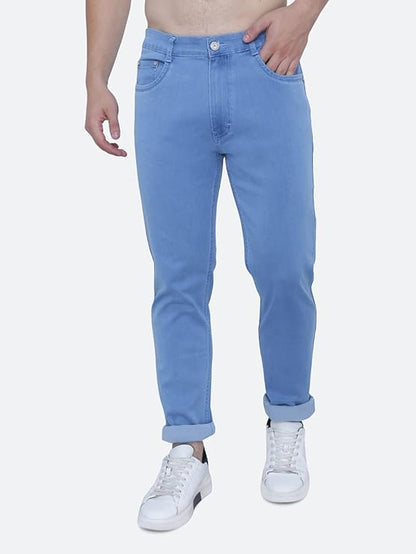 Awack Strechable Denim Regular Fit Mid Waist Light Weight Soft Feel Stretchable Denim Jeans Pant for Men