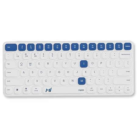 Rapoo E9050L Mumbai Indians Compact Wireless Keyboard – 78-Key, Slim 5.3mm, Multi-Mode (BT 4.0/5.0 & 2.4GHz), FN Hotkeys, Aluminum Alloy, Rechargeable, Win/Mac