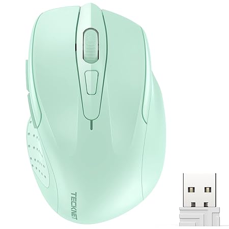 TECKNET Wireless Mouse, 2.4G Ergonomic Optical Mouse, Computer Mouse for Laptop, PC, Computer, Chromebook, Notebook, 6 Buttons, 24 Months Battery Life, 4000 DPI, 6 Adjustment Levels