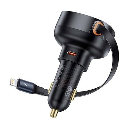 Baseus Enjoyment Pro Car Charger C,Retractable IP Cable 55W Cluster Black