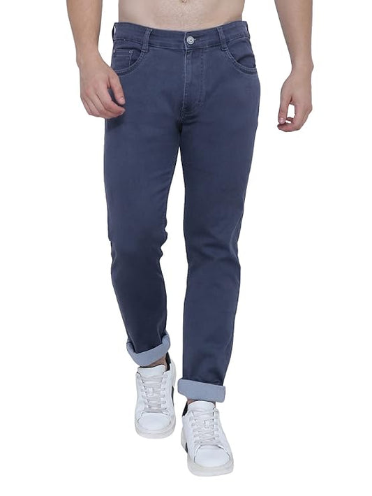 Awack Strechable Denim Regular Fit Mid Waist Light Weight Soft Feel Stretchable Denim Jeans Pant for Men