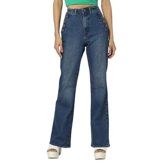 GAP Women’s Flared Fit High Rise Mid Washed Jeans